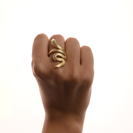 Textured Serpent Spiral Statement Ring