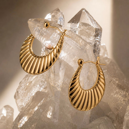 Ribbed Crescent Hoop Earrings