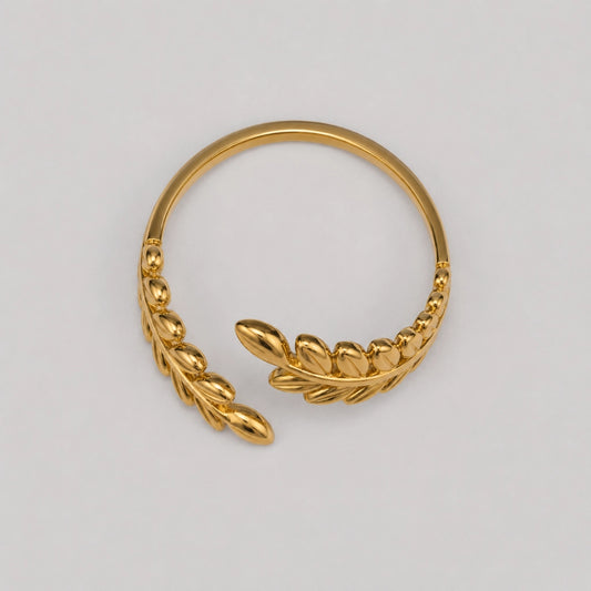 Olive Laurel Ring Adjustable Gold Finish