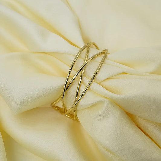 Layered Twist Open Cuff 18K Gold Plated Anti Tarnish