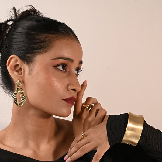 Abstract Hammered Organic Statement Drop Earrings