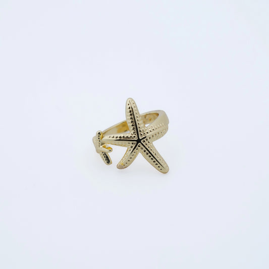 Golden Starfish Oceanic Statement Ring