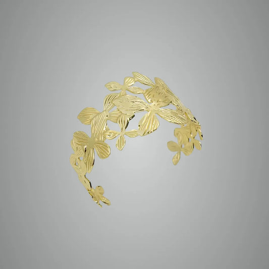 Floral Lace Cutwork Bracelet 18K Gold Plated Anti Tarnish