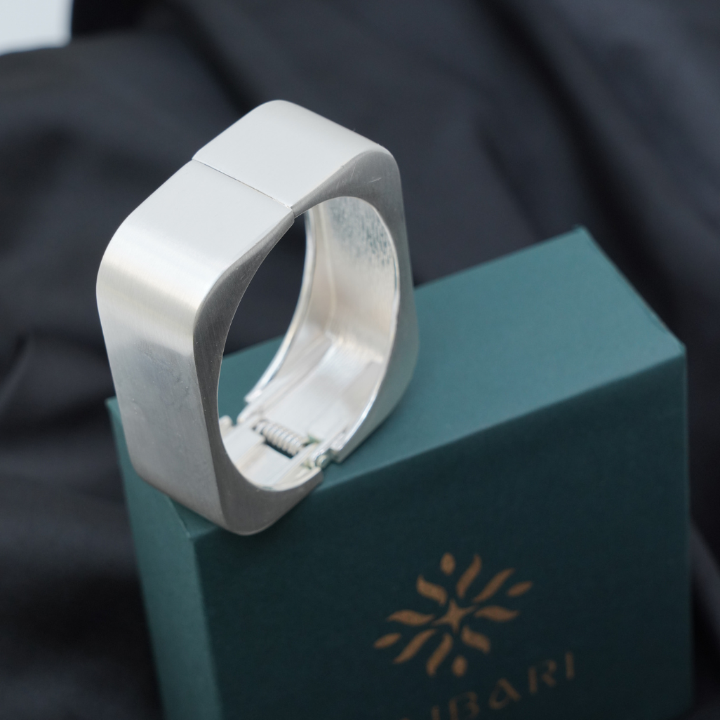 Matte Silver Square Bracelet Anti Tarnish