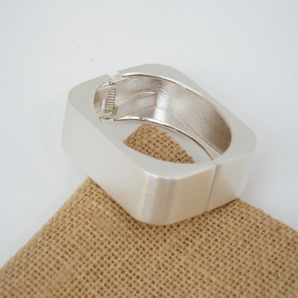 Matte Silver Square Bracelet Anti Tarnish