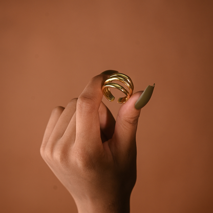 Minimalist Triple Tiered Statement Band Ring
