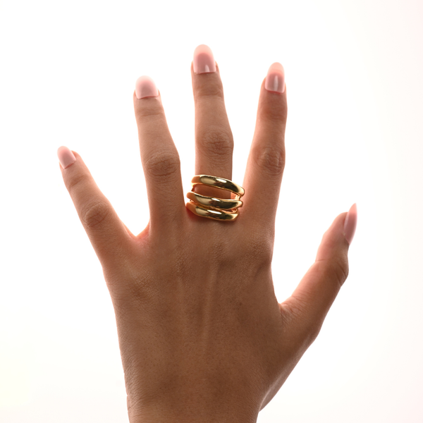 Minimalist Triple Tiered Statement Band Ring