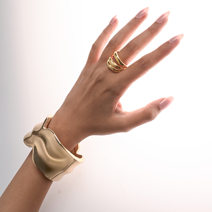 Minimalist Triple Tiered Statement Band Ring
