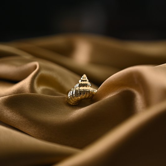 Oceanic Textured Conch Shell Statement Ring