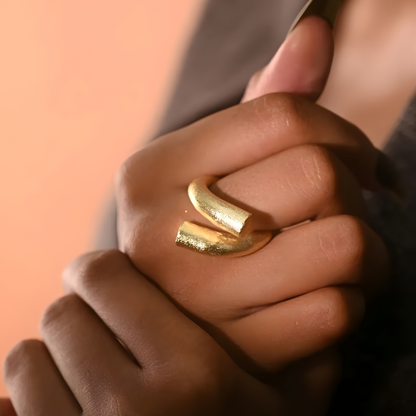 Minimalist Matte Architectural Spiral Wrap Ring