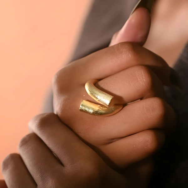 Minimalist Matte Architectural Spiral Wrap Ring