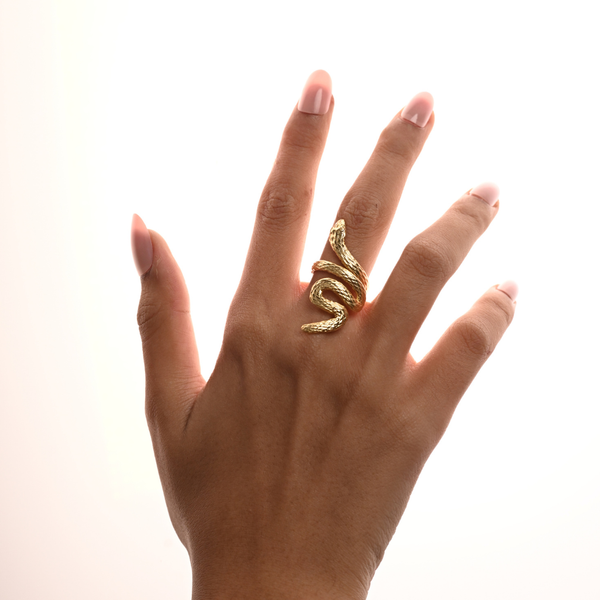 Textured Serpent Spiral Statement Ring