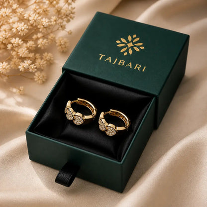 Amour Pave Triple Heart Huggie Earrings 18K Gold Plated