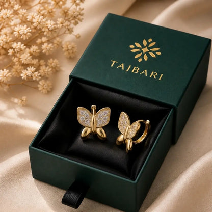Mariposa Pavé Flutter Huggie Earrings 18K Gold Plated
