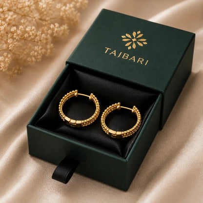 Stellar Beaded Eternity Hoop Earrings 18K Gold Plated