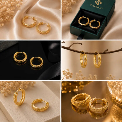 Stellar Beaded Eternity Hoop Earrings 18K Gold Plated