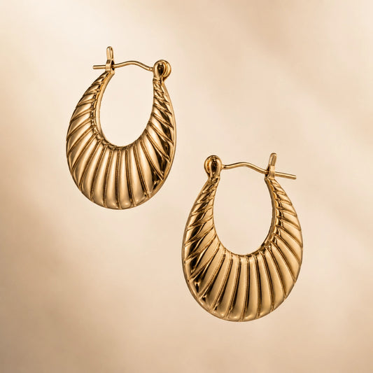 Ribbed Crescent Hoop Earrings