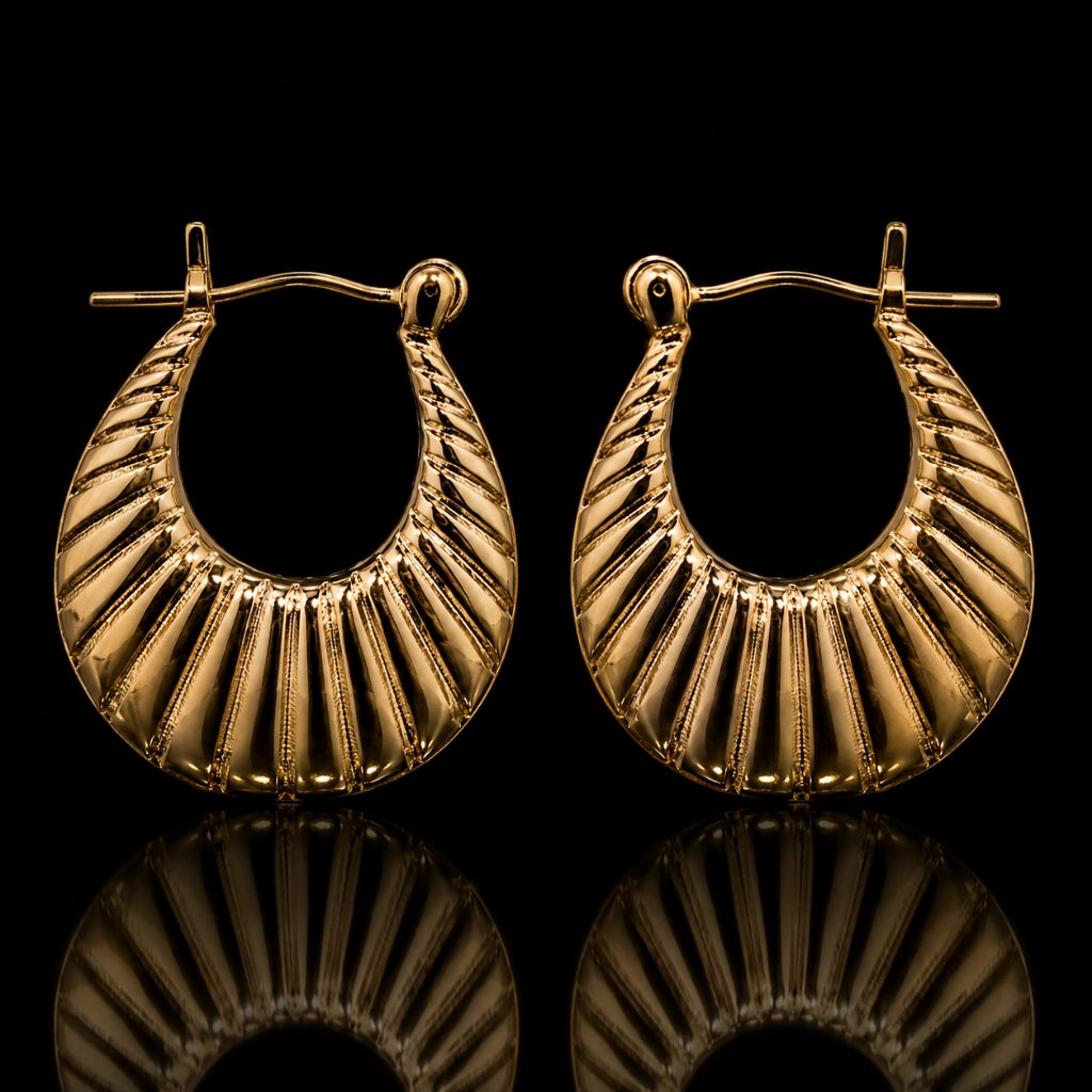 Ribbed Crescent Hoop Earrings