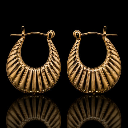 Ribbed Crescent Hoop Earrings