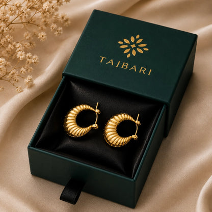Ribbed Crescent Hoop Earrings