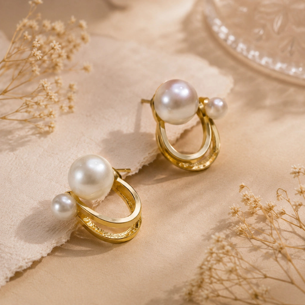 Pearl Orbit Earrings 18K Gold Plated