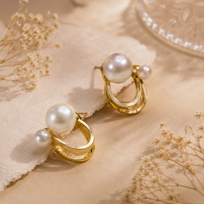 Pearl Orbit Earrings 18K Gold Plated