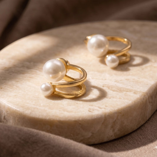 Pearl Orbit Earrings 18K Gold Plated