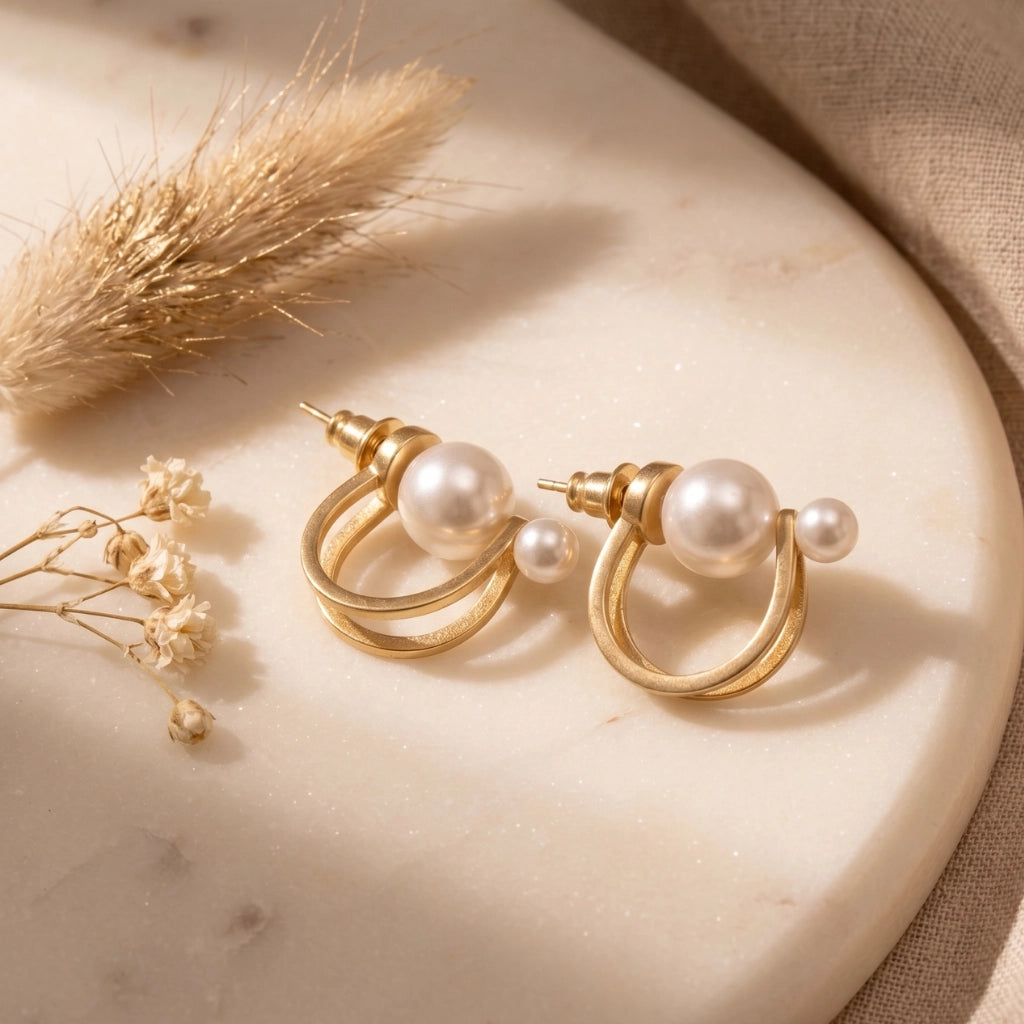 Pearl Orbit Earrings 18K Gold Plated