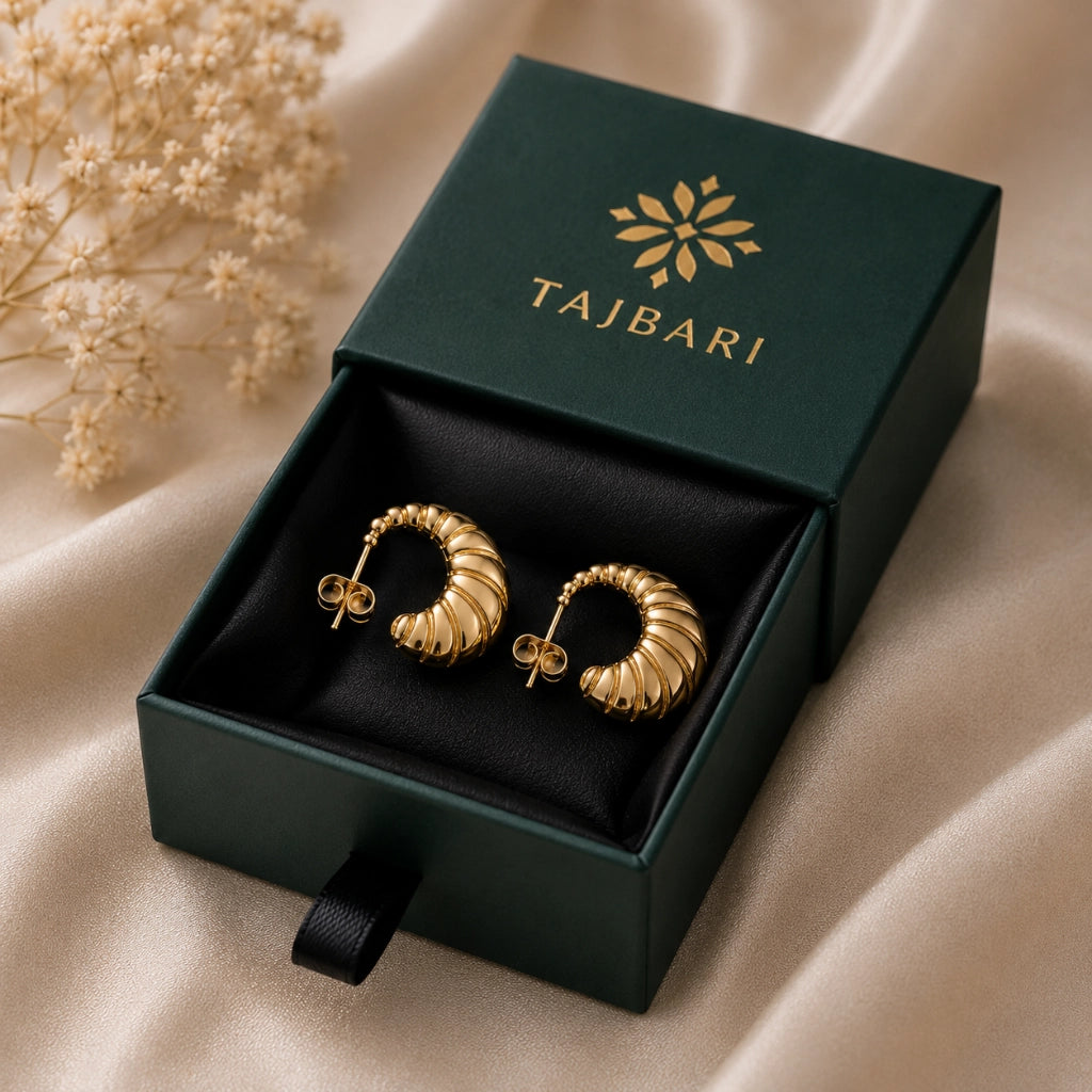 Golden Shell Drop Earrings Sculpted Finish