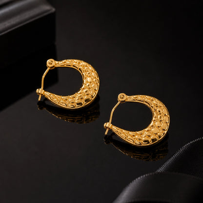 Hammered Luna Hoop Earrings Textured Gold