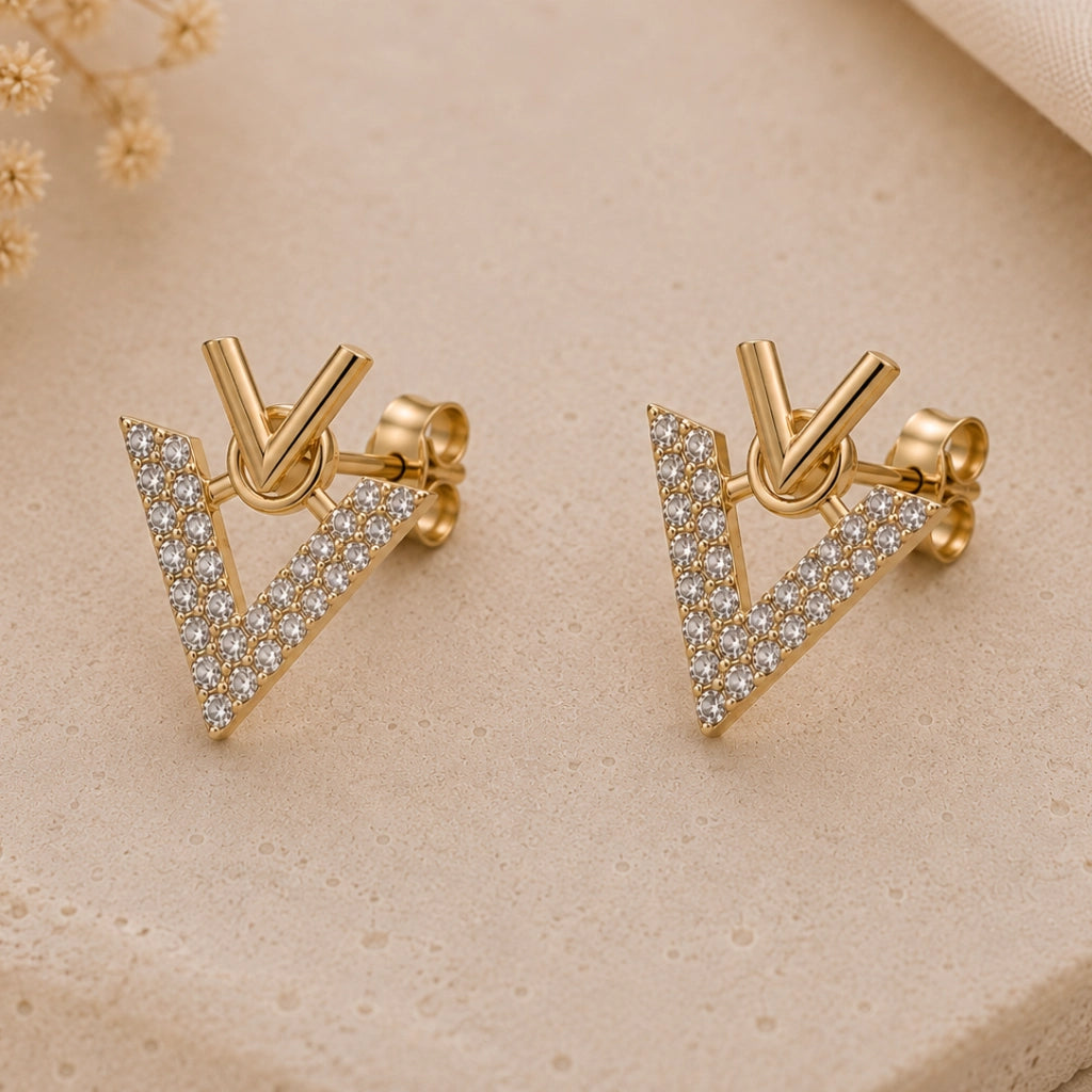 Crystal Arrow Stud Earrings Luxury Finish