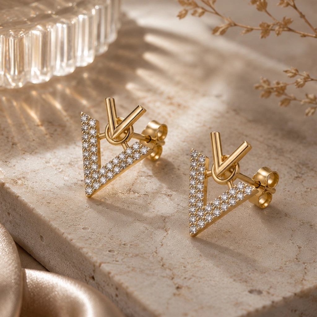 Crystal Arrow Stud Earrings Luxury Finish
