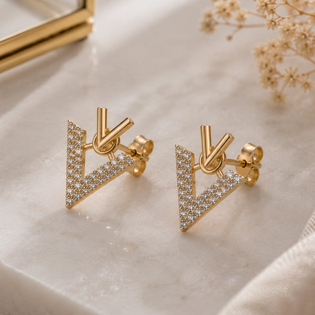 Crystal Arrow Stud Earrings Luxury Finish