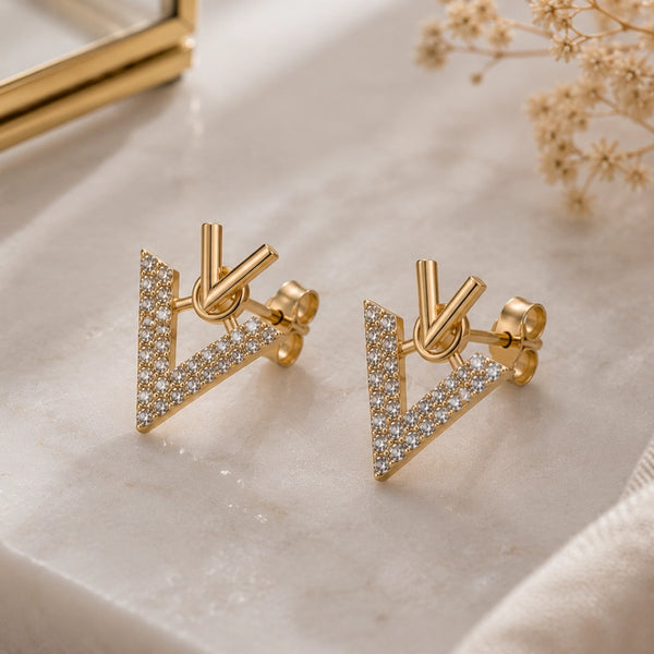 Crystal Arrow Stud Earrings Luxury Finish