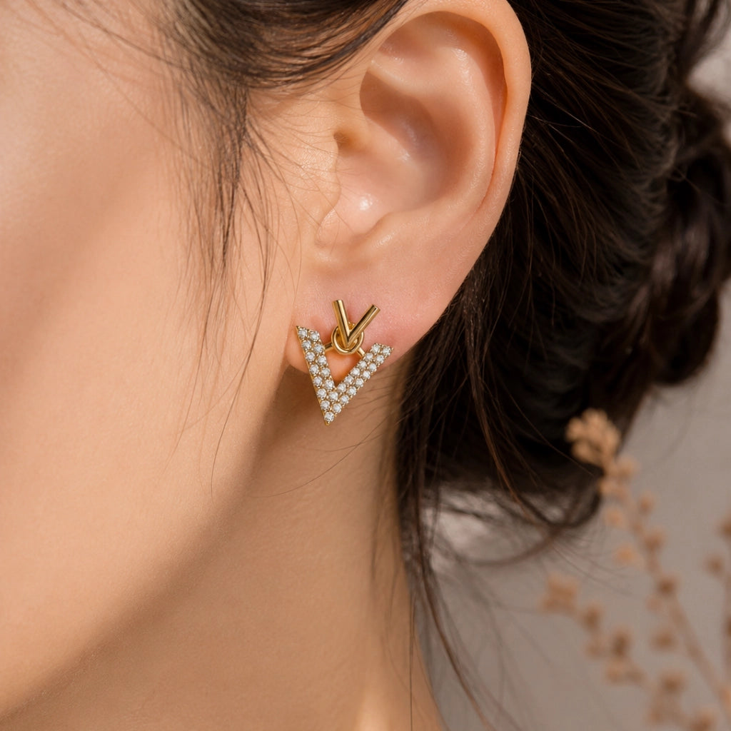 Crystal Arrow Stud Earrings Luxury Finish