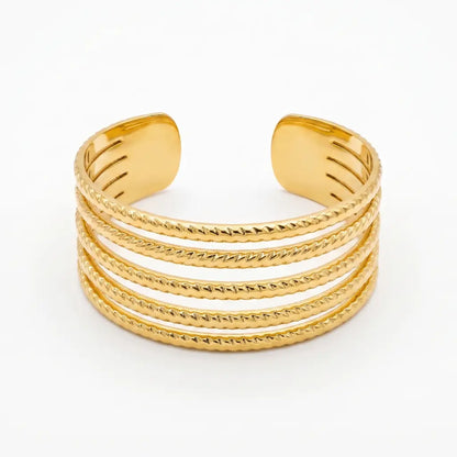 Stellar Five-Row Textured Cuff Ring 18K Gold Plated