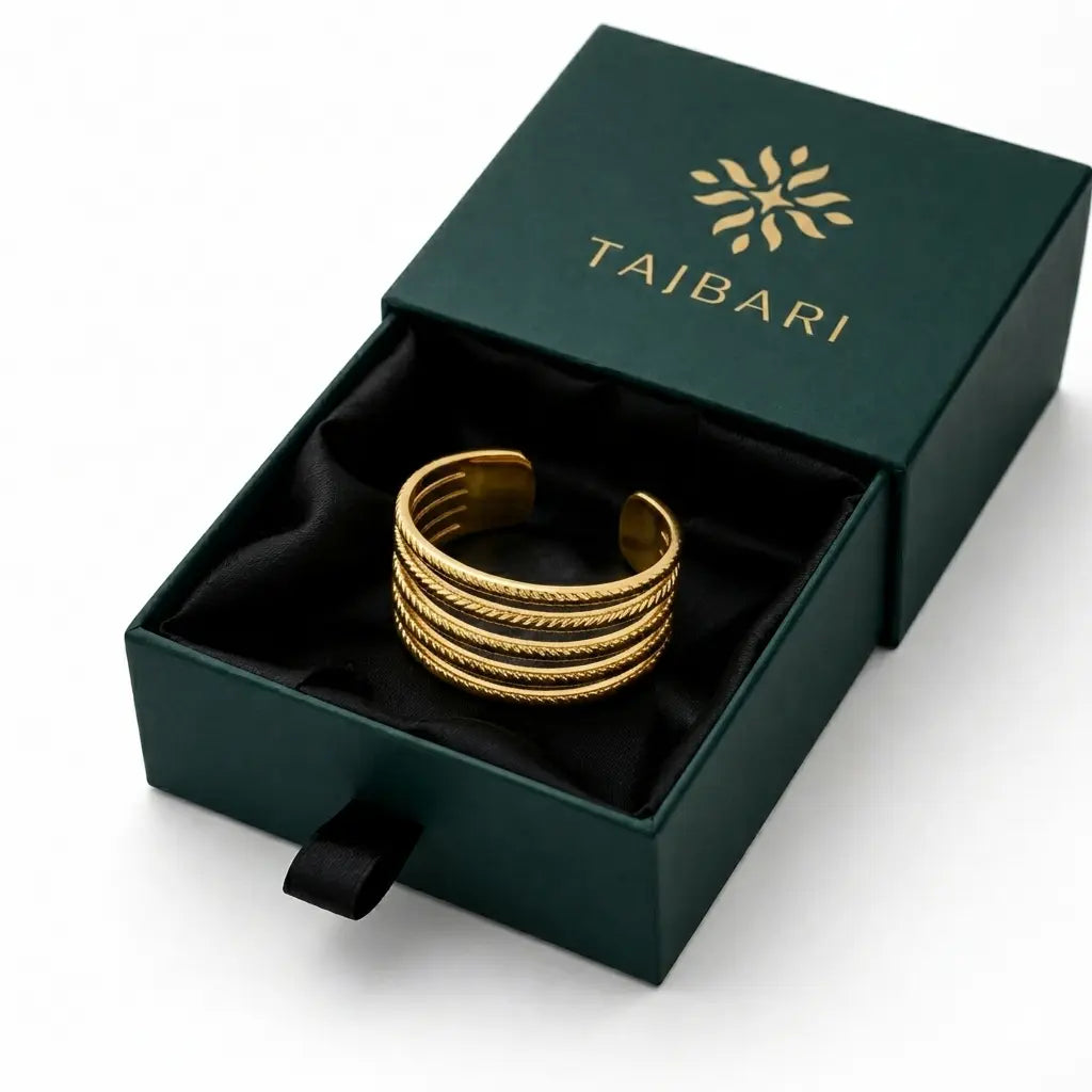 Stellar Five-Row Textured Cuff Ring 18K Gold Plated