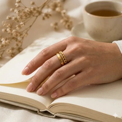 Empire Roman Numeral Layered Ring 18K Gold Plated