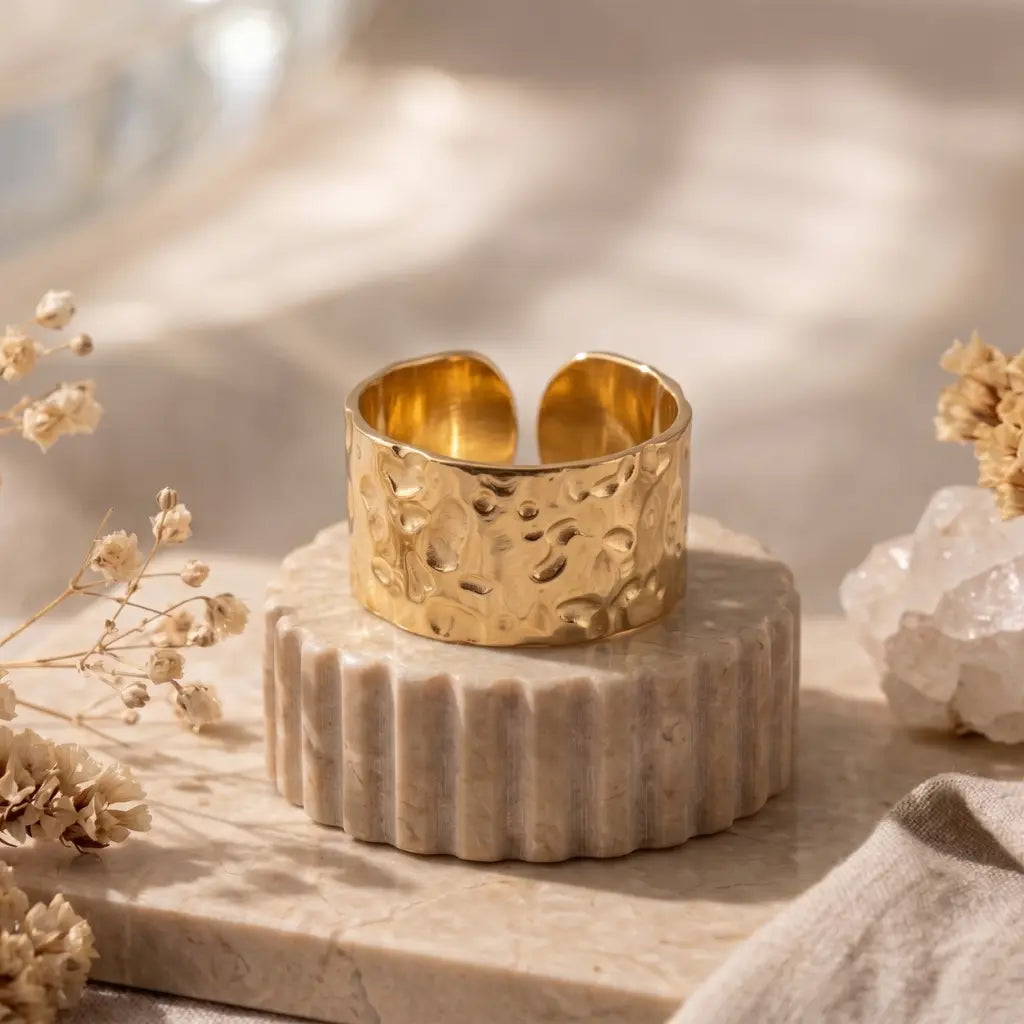Nomad Hammered Distressed Band 18K Gold Plated