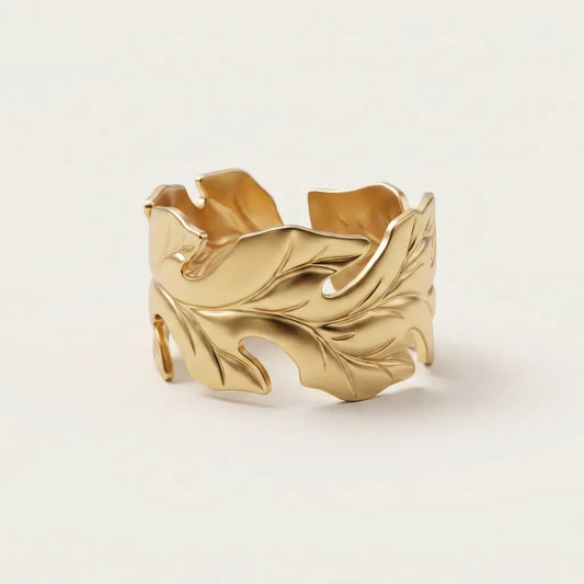 Laurel Leaf Sculpted Statement Ring 18K Gold Plated
