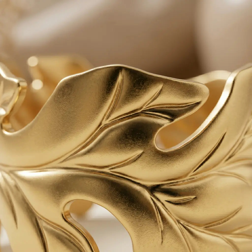 Laurel Leaf Sculpted Statement Ring 18K Gold Plated