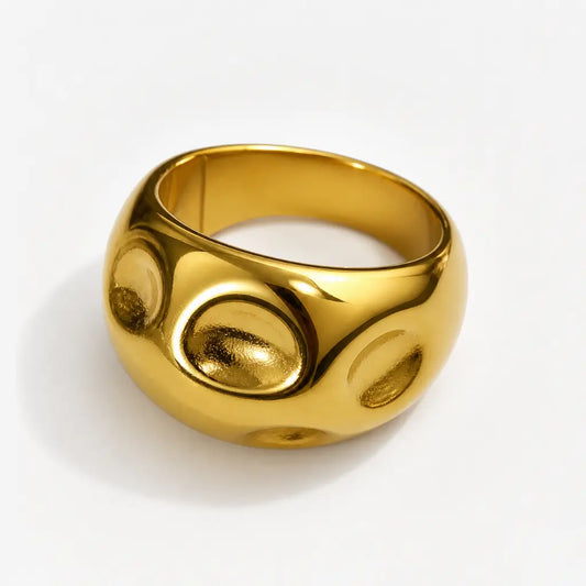 Aura Dimpled Statement Ring 18K Gold Plated