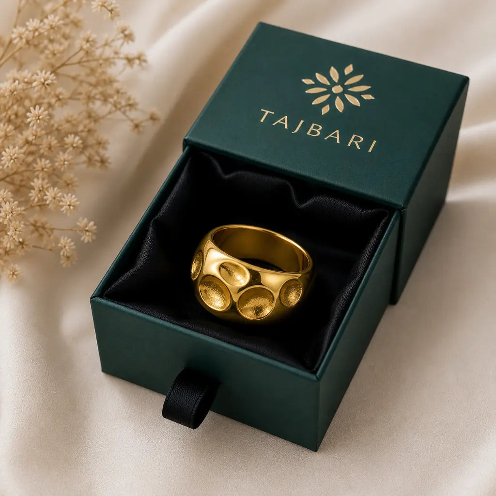 Aura Dimpled Statement Ring 18K Gold Plated