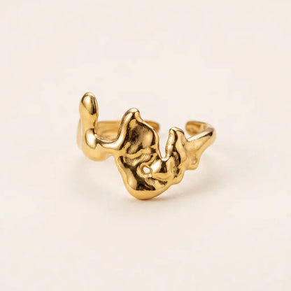 Liquid Mercury Sculpted Abstract Ring 18K Gold Plated