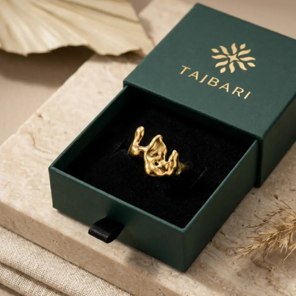 Liquid Mercury Sculpted Abstract Ring 18K Gold Plated