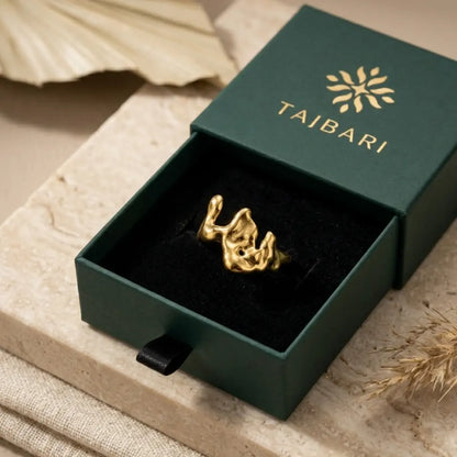 Liquid Mercury Sculpted Abstract Ring 18K Gold Plated