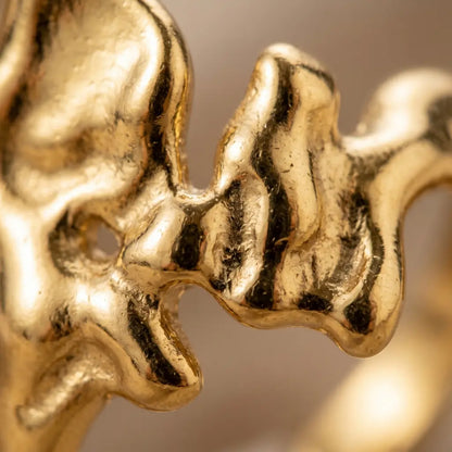 Liquid Mercury Sculpted Abstract Ring 18K Gold Plated