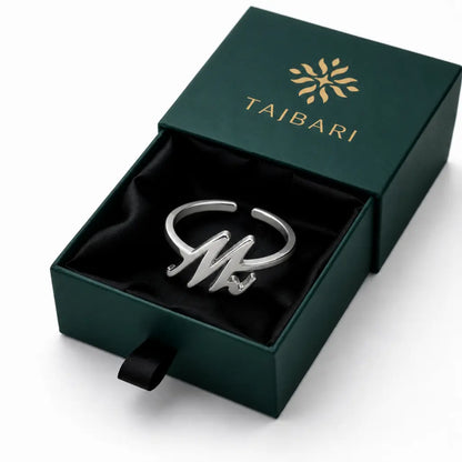 Monogram Script Initial Adjustable Ring Sterling Silver
