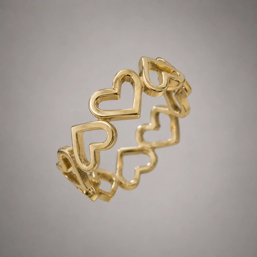 Linked Hearts Open Ring Adjustable