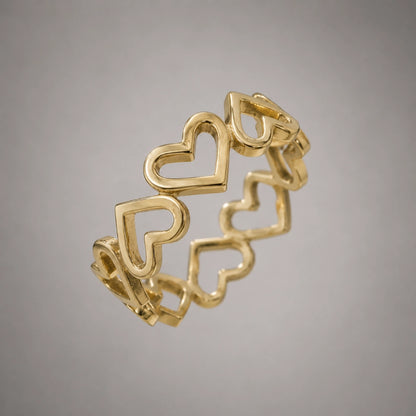 Linked Hearts Open Ring Adjustable